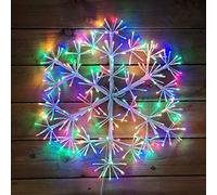 Premier 60cm White Starburst Christmas Snowflake Multi Coloured twinkling lights.