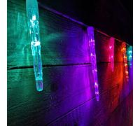 Premier 72 LED 6.9m 24 Indoor Outdoor Icicle Shape Christmas Chaser Lights in Rainbow