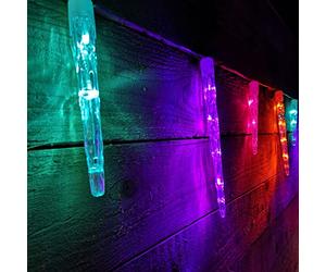 Premier 72 LED 6.9m 24 Indoor Outdoor Icicle Shape Christmas Chaser Lights in Rainbow
