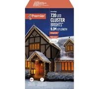 Premier - 720 LED Vintage Gold, Multi-Action Christmas Cluster Lights with Timer, 9.3m