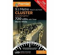 Premier Decorations - 720 Multi Action Cluster LED Lights with Timer - Warm White