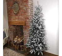 Premier 7ft Slim Festive Lapland Snow Flocked Green Christmas Tree