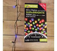 Premier 80m Indoor Outdoor 1000 Multi-Action LED Supabrights Timer Multi-Coloured