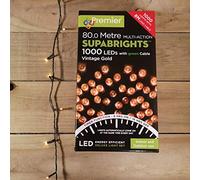 Premier 80m Indoor Outdoor 1000 Multi-Action LED Supabrights Timer Vintage Gold