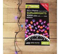 Premier 80m Indoor Outdoor 1000 Multi-Action LED Supabrights With Timer In Rainbow