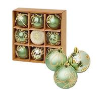 Premier 9 x 60mm Green Decorated Baubles