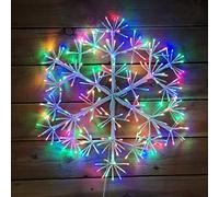 Premier 90cm White Starburst Christmas Snowflake Twinkling Multi Coloured LED's