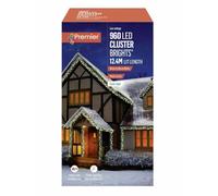 Premier 960 LED Cluster Brights White & Warm White Lights Clear Cable with Timer Function Indoor/Outdoor Use