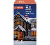 960 LED (12.4m) Premier Cluster Christmas Tree Lights with Timer - Cool White