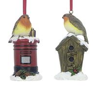 Premier 9cm Hanging Robin Christmas Tree Decoration (Choice of 2)
