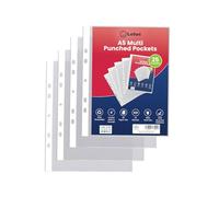 Premier A5 Punched Pockets - 45 Micron Heavy Duty Transparent Poly Wallets | Crystal Clear, Ultra-Durable Sheet Protector Sleeves for Documents, Photos, and Presentations (Pack of 75) (Lotus)