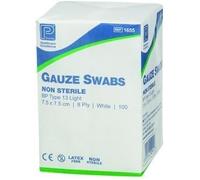 Premier Absorbent Cotton Gauze Swabs, Non-Sterile, 12 Ply, White, 10 x 10 cm, Pack of 100 - Soft, Highly Absorbent, BP Type 13 Medical-Grade Dressing for Wound Care | SterlingSquare
