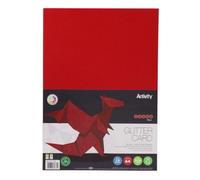 Premier Activity A4 250gsm Glitter Card - 10 Sheets | Single-Sided Sparkle Card for Arts & Crafts - Red