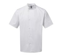 (L, White) Premier Adults Unisex Essential Short Sleeve Chefs Jacket