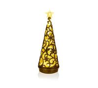 Premier Antique Gold Christmas Tree & Star Water Spinner Decoration 30cm | Glitter Water Spinner, Warm White & Colour Change, Battery Powered, Indoor Use, UKCA CE Certified