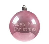 Premier Baby's 1st Christmas Bauble Decoration with Glitter Wording - Pink