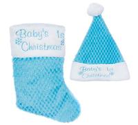 Premier Baby's 1st Christmas Hat and Stocking Set - Blue