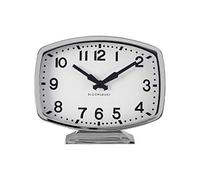 Premier Baillie Table Clock, White Face, Chrome Finish