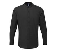 Premier Banded collar grandad long sleeve shirt - Unisex, 65% Polyester