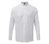 Premier Banded collar grandad long sleeve shirt - Unisex, 65% Polyester