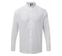 Premier Banded collar grandad long sleeve shirt - Unisex, 65% Polyester