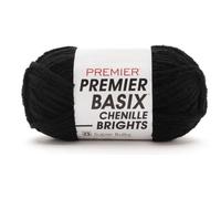 Premier Basix Chenille Brights Yarn-Black 2126-13 | Crocheting and Hand Knitting, Plush Polyester, Velvety Texture, Stitch Definition, Machine Wash, 150 Grams, 4055.12 Inches