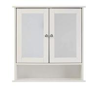 Premier Bathroom Mirror Cabinet, Mirrored Doors, With Shelf - White