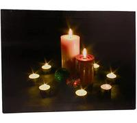 Premier Battery Operated Christmas Candle Scene Wall Canvas Print Lit
