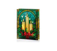 Premier - Battery Operated Lit Glass Candles Table Top 50 Warm White LEDs - 21x28