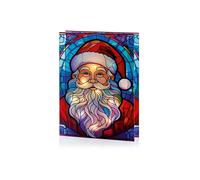 Premier - Battery Operated Lit Glass Santa Table Top 50 Warm White LEDs - 21x28