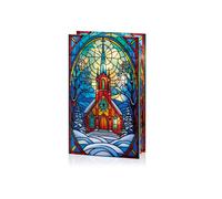 Premier - Battery Operated Lit Village Church Glass Table Top 50 Warm White LEDs - 21x13