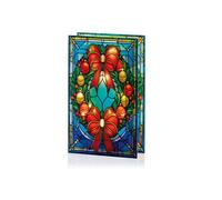 Premier - Battery Operated Lit Wreath Glass Table Top 50 Warm White LEDs - 21x13