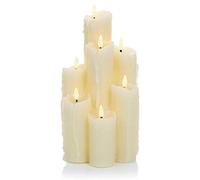 Premier Battery Operated Melted FlickaBright LED Wax Candles, Set of 7