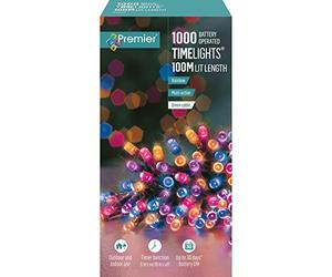 Premier Battery Operated Multi Action Timer Function Timelights 1000 LEDs 100M - Rainbow