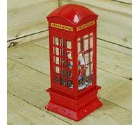 Premier BO Christmas Glitter Water Spinner 'Telephone Box' Decoration - Santa Design