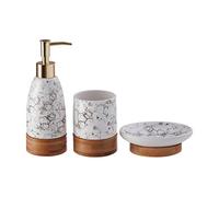 Premier Bubble Print Bathroom Set, Bamboo Base, White