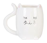 premier by prime furnishing Gigil Cat Shape Novelty Mug Dolomite White Coffee Drink Cup Smiling Kitty 470ml