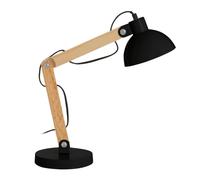 Premier by Prime Furnishing Highly Manoeuvrable Blake Table Lamp Black Base With Wooden Stalk 1.5m Long Cable With on/off Switch