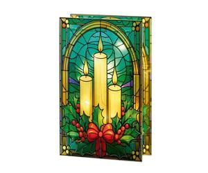 Premier Candles and Holly Stained Glass Effect LED Christmas Decoration