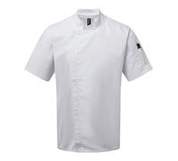 Premier Chef Zip Close Short Sleeve Chef Jacket Breathable Mesh Side Vents