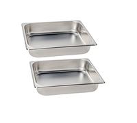 Premier Choice 2 Pack 1/2 Size Chafer Food Pan Stainless Steel Steam Table/Hotel Pan - 2 1/2" Deep