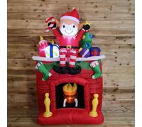 Premier Christmas 2M Light Up Fireplace Inflatable With Festive Elf And Presents