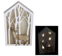 Premier Christmas 30cm Lit House Silhouette Box Night Light with Reindeer