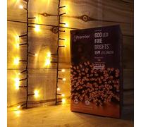 Premier Christmas 600 Outdoor Fire-Brights LEDs with Timer - Vintage Gold