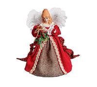 Premier CHRISTMAS ANGEL TREE TOPPER - Red Dress Tartan Shawl Woodland Angel Feather Wings,Black,20cm