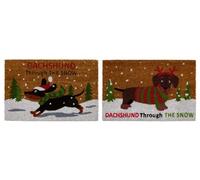 Premier Christmas Coir Doormat Sausage Dog Rubber Back Non Slip Entrance Door Mat Indoor Outdoor (40 x 60cm) Dachshund Assorted Design x 1