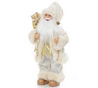 Premier Christmas Decoration 30cm Standing Decorative Santa with Sack - Ivory/Gold