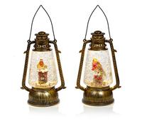 Premier Christmas Decorative Glitter Water Spinner LED Lantern Robin Bird Scene
