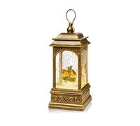 Premier Christmas Festive Winter Robins LED Metal Water Lantern with Glitter Snow 21cm Tall