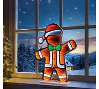 Premier Christmas gingerbread man infinity light - led mirror tunnel light - 3D christmas light decoration - 60cm gingerbread - gingerbread man waving - multi coloured indoor christmas lights.